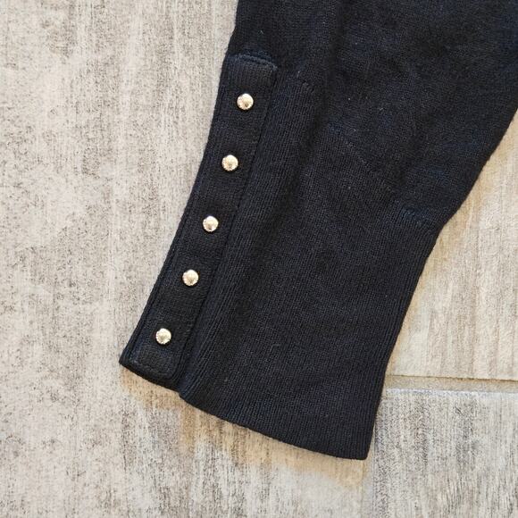 White House Black Market Cardigan Womens M Black Open Front Longline Layering - Picture 4 of 7